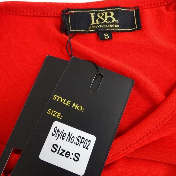L&B Lucky and Blessed Red Tunic Top Women Size S Short Sleeve Crew Neck NEW - Picture 6 of 10